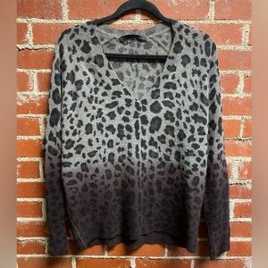 360 Cashmere Lou Dip-Dye Leopard Print Cashmere Sweater Size Medium